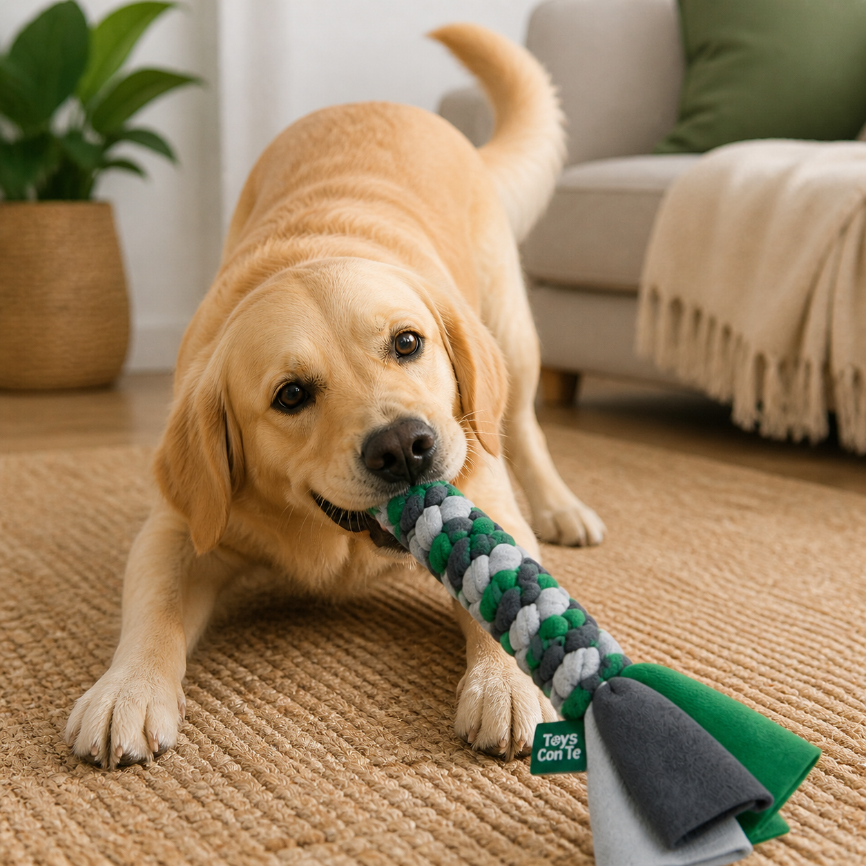 Braided Rope Dog Tug Toy with Fleece Ends – Durable Interactive Chew & Pull Toy | Toys Con Te - Image 5